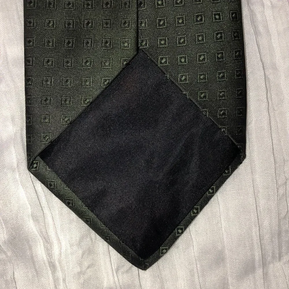 David Taylor Stunning Ombré Green Gray Textured Tiny Square Print Polyester Tie